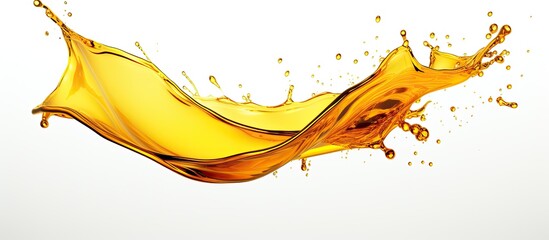 A splash of yellow liquid, reminiscent of a banana, on a white background. The gesture is captured...