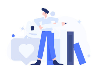 Character reading quietly vector concept operation hand drawn illustration
