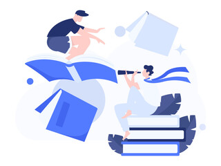 Character reading quietly vector concept operation hand drawn illustration
