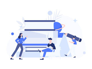 Character reading quietly vector concept operation hand drawn illustration
