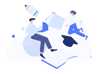 Character reading quietly vector concept operation hand drawn illustration
