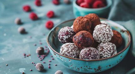 Delicious and healthy raw vegan candy balls for a sweet snack or dessert