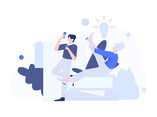 Character reading quietly vector concept operation hand drawn illustration
