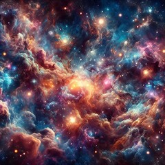 Abstract space background with nebula, stars and galaxies. 