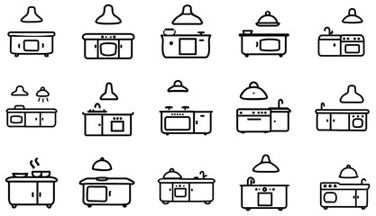 house mini kitchen icons set