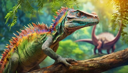 Iguana prehistórica, jurasico - obrazy, fototapety, plakaty