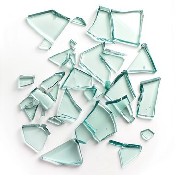 Broken glass on white background, AI generated Image