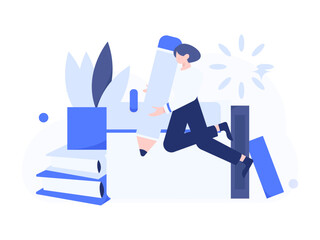 Character reading quietly vector concept operation hand drawn illustration
