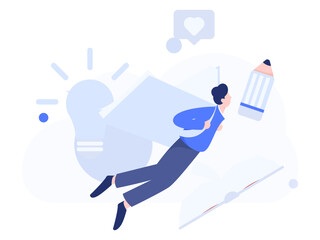 Character reading quietly vector concept operation hand drawn illustration
