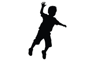 Kids jumping silhouette, set child jump logo icon design vector