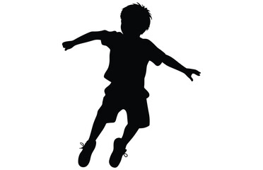 Kids jumping silhouette, set child jump logo icon design vector