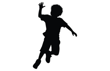 Fototapeta na wymiar Kids jumping silhouette, set child jump logo icon design vector