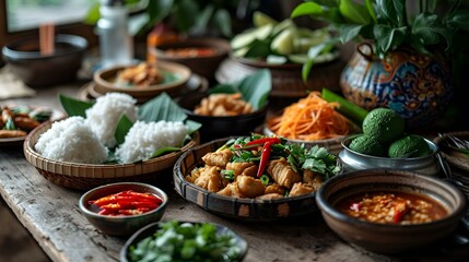 Fototapeta na wymiar indonesian traditional food on the table, 