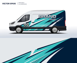 Car van decal design vector. abstract stripe background kit designs for van wrap vehicle