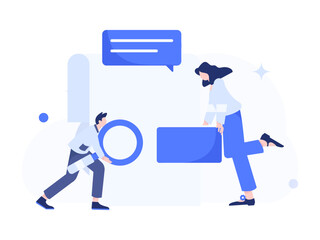 Personnel doing job interview flat vector concept operation hand drawn illustration
