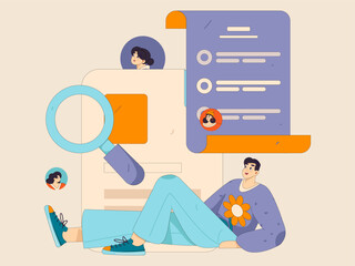 Personnel doing job interview flat vector concept operation hand drawn illustration
