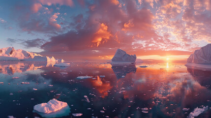 melting icebergs in the arctic cold - obrazy, fototapety, plakaty