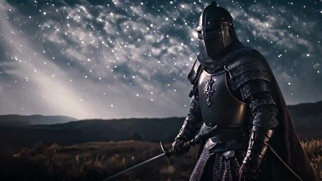 Knight in Armor Holding Sword Generative AI