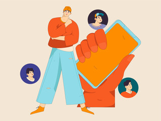 Personnel doing job interview flat vector concept operation hand drawn illustration
