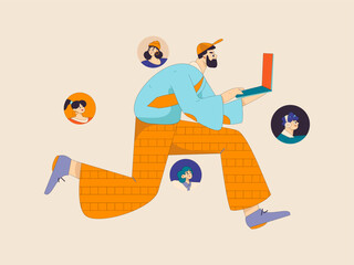 Personnel doing job interview flat vector concept operation hand drawn illustration
