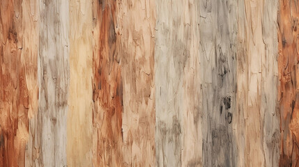 Fototapeta premium An abstract vertical tree bark design with subtle touches and strokes in muted earthy tones of beige, brown, grey, green, black and red. The texture is detailed but smooth. It is a simple but elegant 