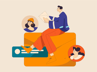 Personnel doing job interview flat vector concept operation hand drawn illustration
