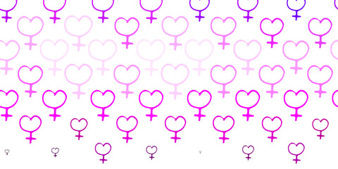 Light Purple, Pink vector texture with women's rights symbols.
