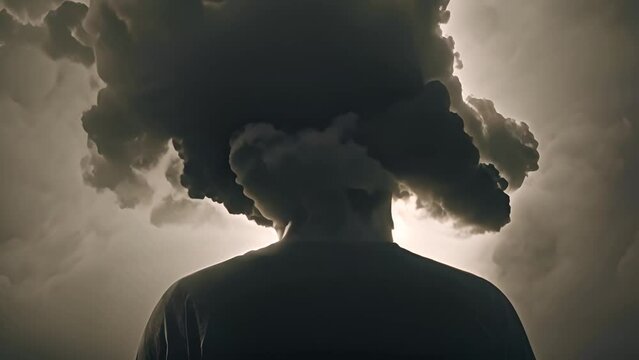 Man Mental Health Concept with Smoke around Head Generative AI