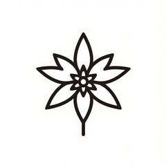 A minimalist logo with lines of an edelweiss.
