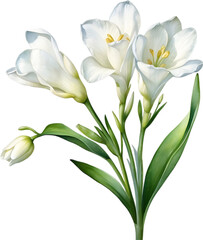 Fototapeta premium Watercolor painting of a freesia flower.