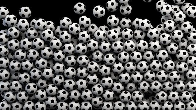 Soccer balls transition – 3d render with alpha channel.