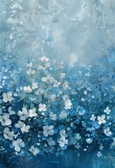 blue white flower field flowers blurred dreamy illustration ice flowing deep