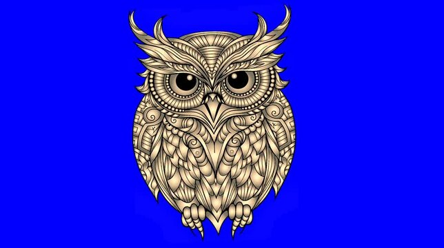 Owl Bird Art animation blue screen video