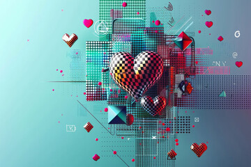 Creative concept of Happy Valentines Day web banner or header. Modern abstract art design....