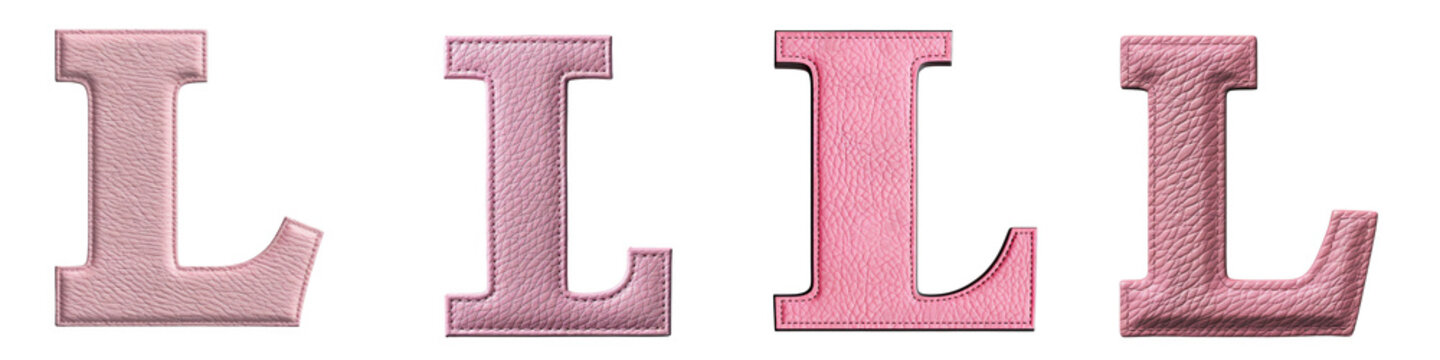 recommend clip art: Pink Leather Texture lettering, alphabet, logotype, letter L isolated on a transparent background