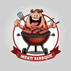 Barbeque Logo Cartoon Design Very Cool