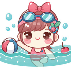 cute swimmer  Illustrator Artwork