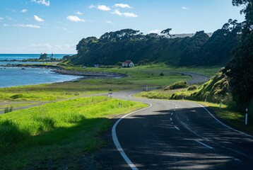 Coastal road in Raukokore, Bay of Plenty, New Zealand.