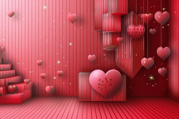 Creative concept of Happy Valentines Day web banner or header. Modern abstract art design. Generative AI