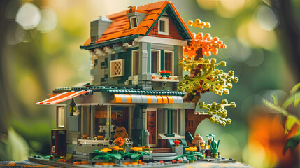 Fototapeta premium 3D Illustration of House Miniature Made of Lego