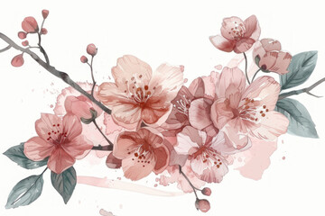 Happy Valentine's day pink watercolor vector illustration. Generative AI