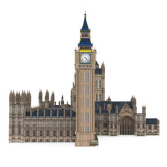 Fototapeta na wymiar Houses of Parliament and Big Ben Isolated