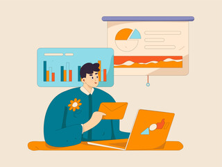 Communicate with consultants flat vector character concept operation hand drawn illustration
