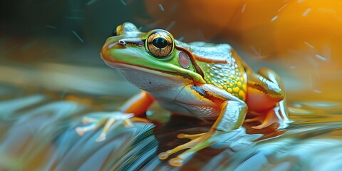 Obraz na płótnie Canvas Frog with Quantum Leap Abilities,Surreal Digital Art