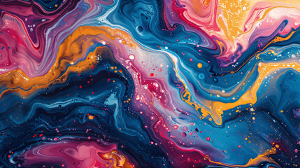 Swirling Waves of Abstract Marbling - obrazy, fototapety, plakaty