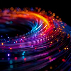 brightly colored lights swirling circular object ethernet cable brocade medium close unconnected streaming white paper large gradients content connectivity color