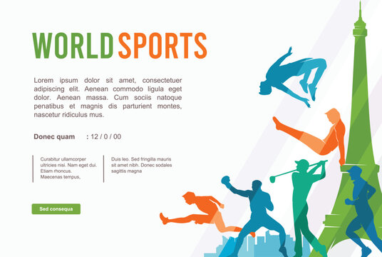 Great editable vector file of world sport festival with players silhouette in the front of paris skyline with modern and unique style best for your digital design and print mockup