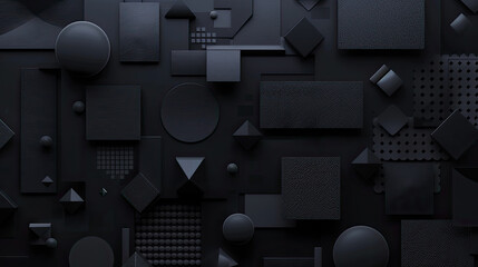 Dark composition with black geometric shapes, abstract background