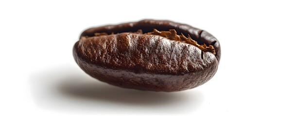 Coffee Bean Macro Shot on White Background,Smooth and Roasted to Perfection,Capturing the Essence of the Gourmet Coffee Experience
