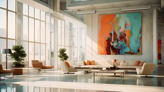 Modern Office Interior. Modern loft office interior with furniture. Office interior background for design	